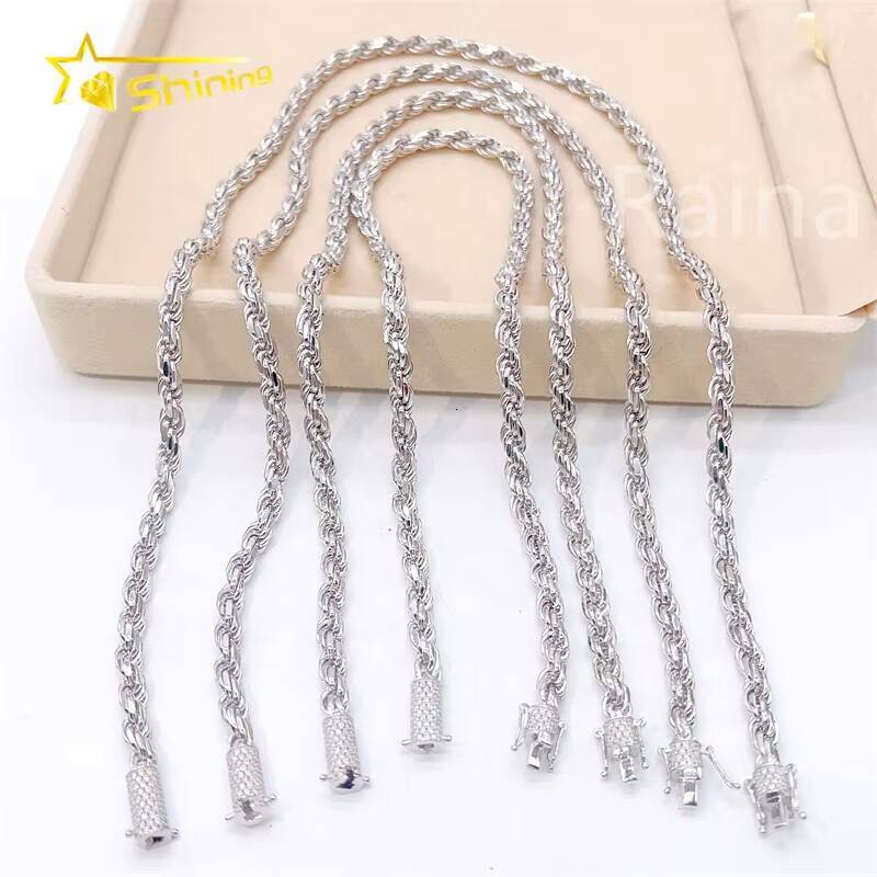 Wholesale Price Gold 6mm Solid 925 Sterling Silver Vvs Moissanite Chains Men Rope Chain
