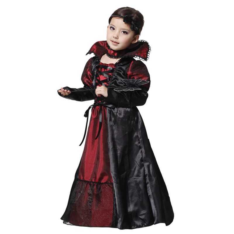 Child Kids Girls Gothic Vampira Vampire Costume Deluxe Victorian Vampiress Costumes Halloween Carnival Party Fancy Dress Umorden L250918