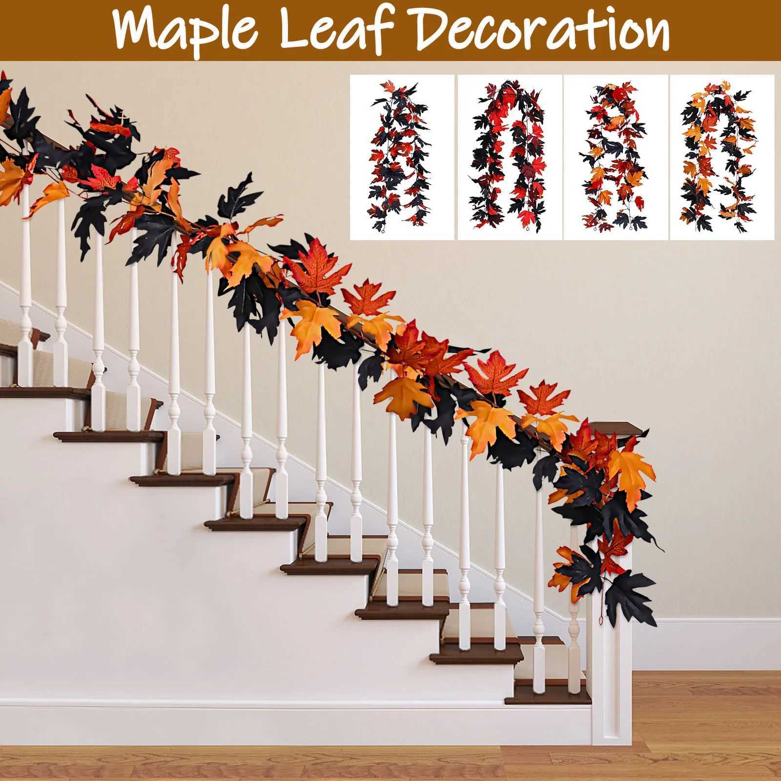 175CM Artificial Maple Leaves Fake Plants Autumn Decor Festival Hanging Garland Maple Vine Decoration Wedding Party Halloween C250919