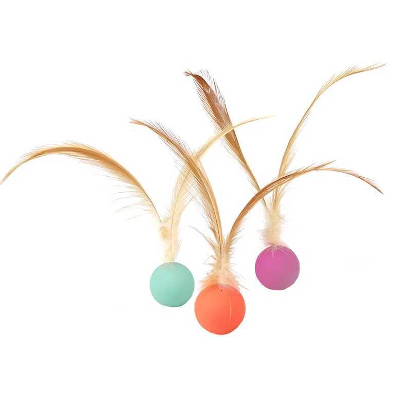 Funny Cat Elastic Ball Toy Interactive Balls Pet Supplies Feather Football Toys Dog Playthings Kitten X250918