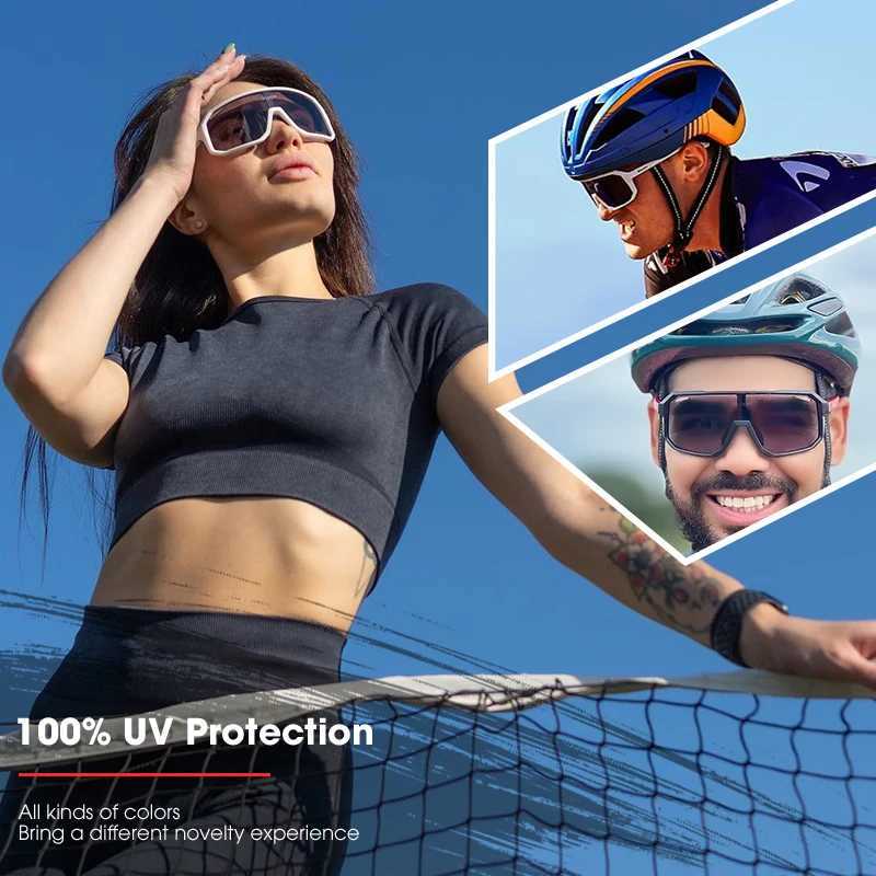 2 Packs Photochromic Riding Cycling Sunglasses Mtb Cycling Glasses Goggles Bicycle Mountain Bike Mens Women Sport Eyewear J250919