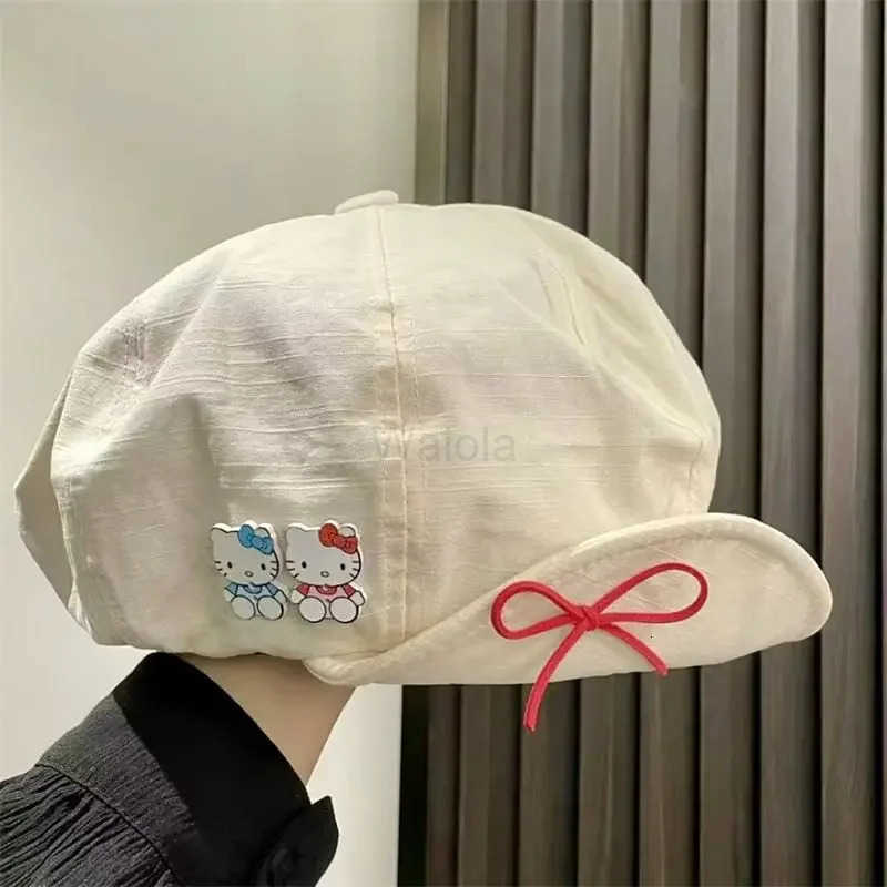 Sanrio Sweet Y2k Hello Kitty Anime Kawaii Fashion Girly Heart Hat Cute Cartoon Sun Block Painter Cap Ins Gifts for Girls L250919