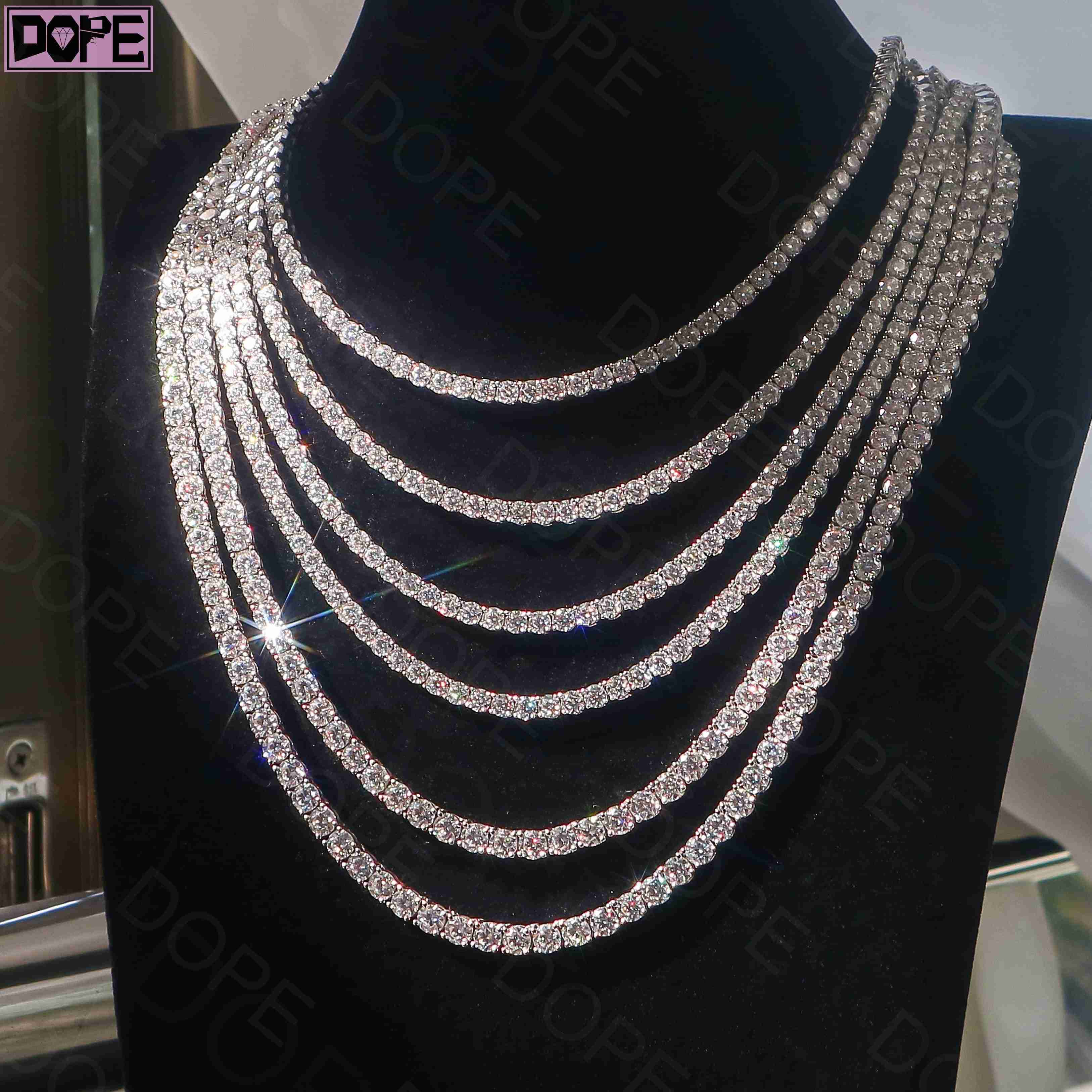 New Arrival 3mm 4mm 5mm 6mm Tennis Chain 925 Silver Necklace Bracelet VVS Diamond Moissanite Tennis Chain