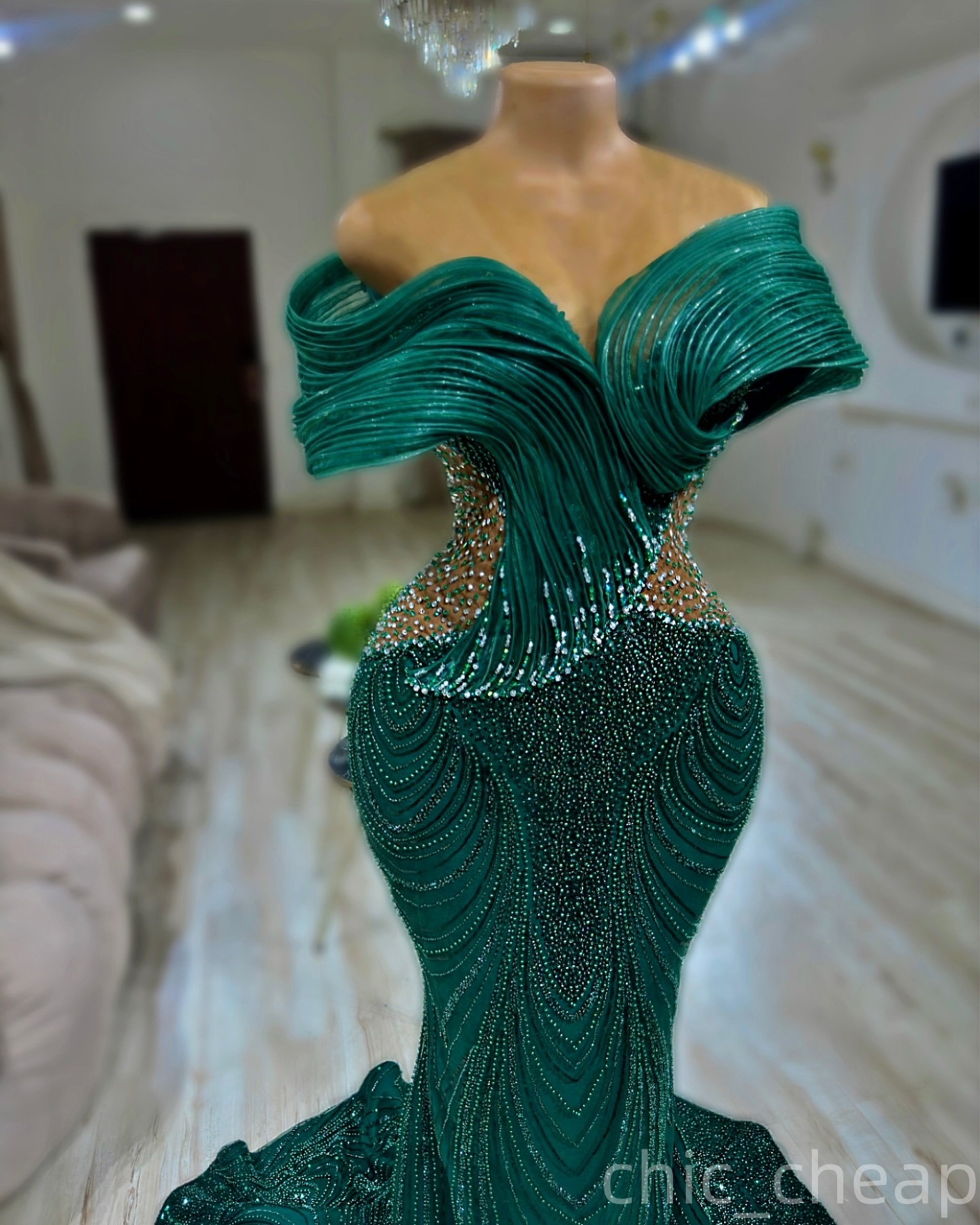 Mermaid Hunter Green Prom Dresses 2025 Sequined Beaded Crystals Evening Formal Party Second Birthday Engagement Gowns Plus Size Dress For Special Occa