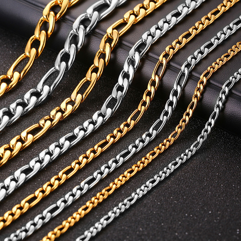 RINNTIN SC34 Cadena Joyas Plata 925 Sterling Silver Chains Jewelry Gold Plated Chain Men Italian Figaro Chain Necklace for Women