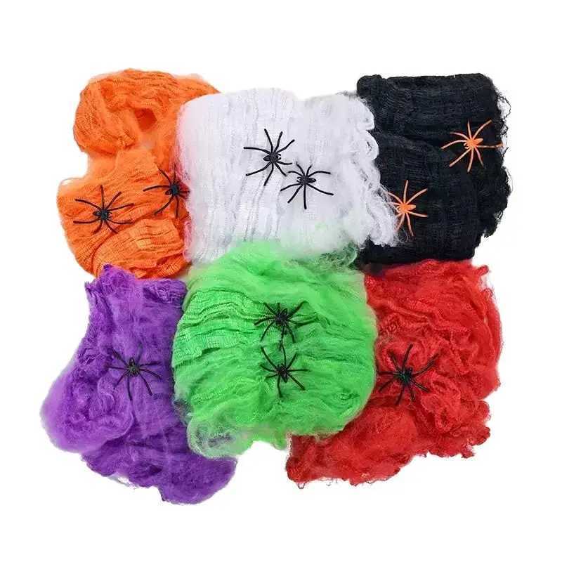 Halloween Scary Party Scene Props White Stretchy Cobweb Spider Web Horror Halloween Decoration For Bar Haunted House C250919