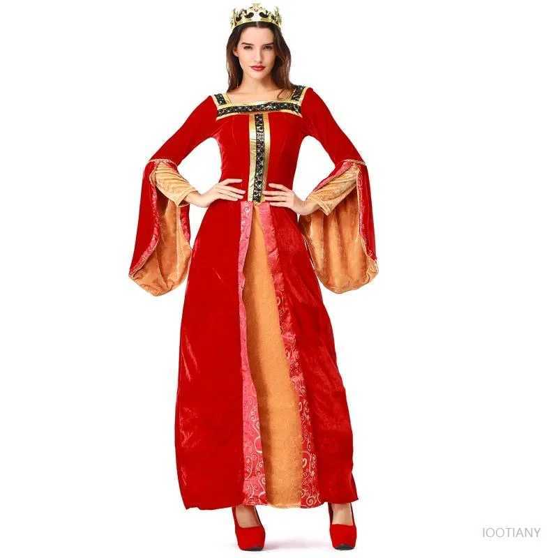 Halloween Sexy Gothic European Medieval Retro Court Queen Masquerade Carnival Party Court Princess Red Dress RolePlay L250918