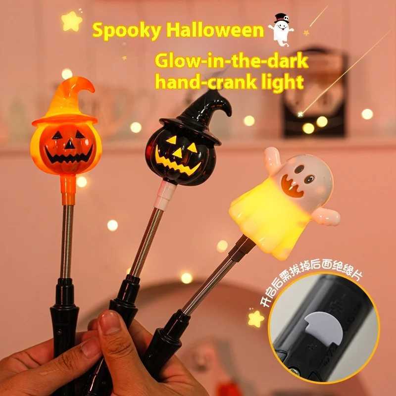 Glowing Pumpkin Lantern Handheld Stick Halloween Decoration Children Props Small Gift Light Up Festive Party Supplies C250919
