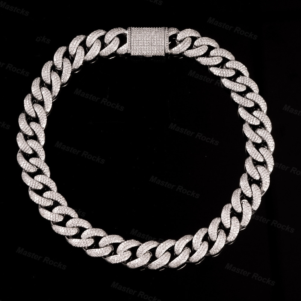 20MM Cuban Link Chain Hip Hop Rappers Men Iced Out Cuban Necklace Customized Trend VVS Miami Moissanite Cuban Chain