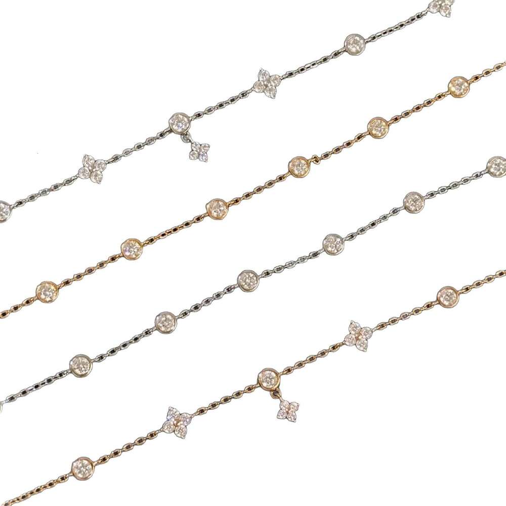 Real Gold Plated Zircon Flower Korean Style Simple High-end Feel Bracelet Niche Temperament Versatile Jewelry for Women