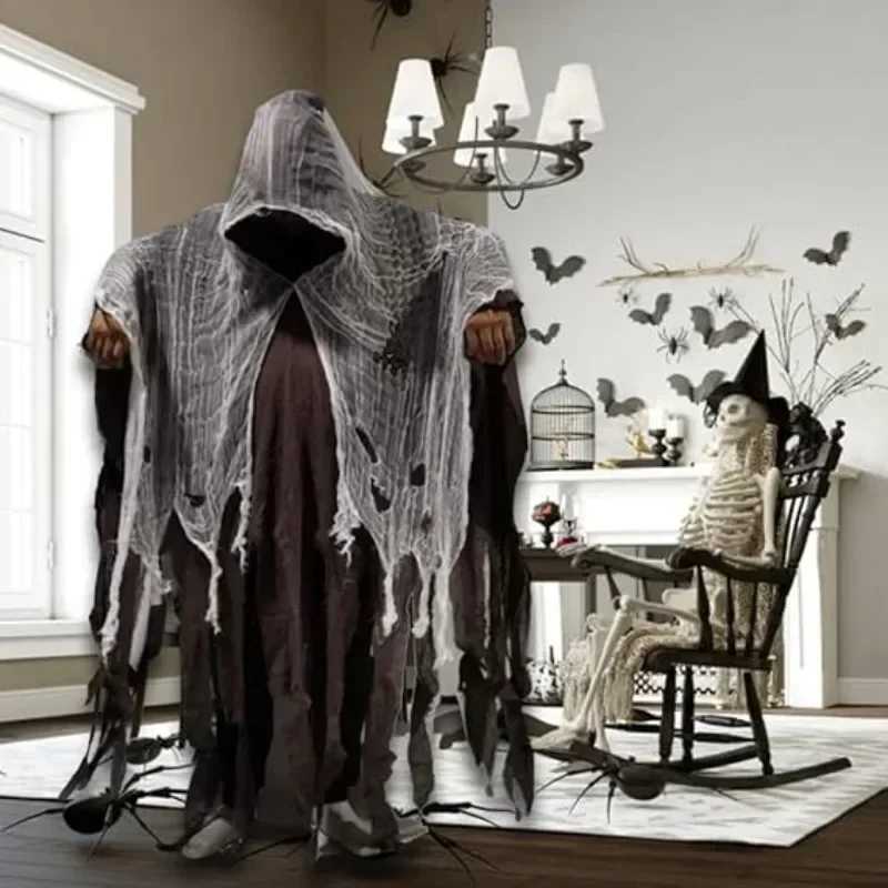 Halloween Costume for Adults Mens Horror Cloak Hooded Robe Masquerade Party Cosplay Prop L250918