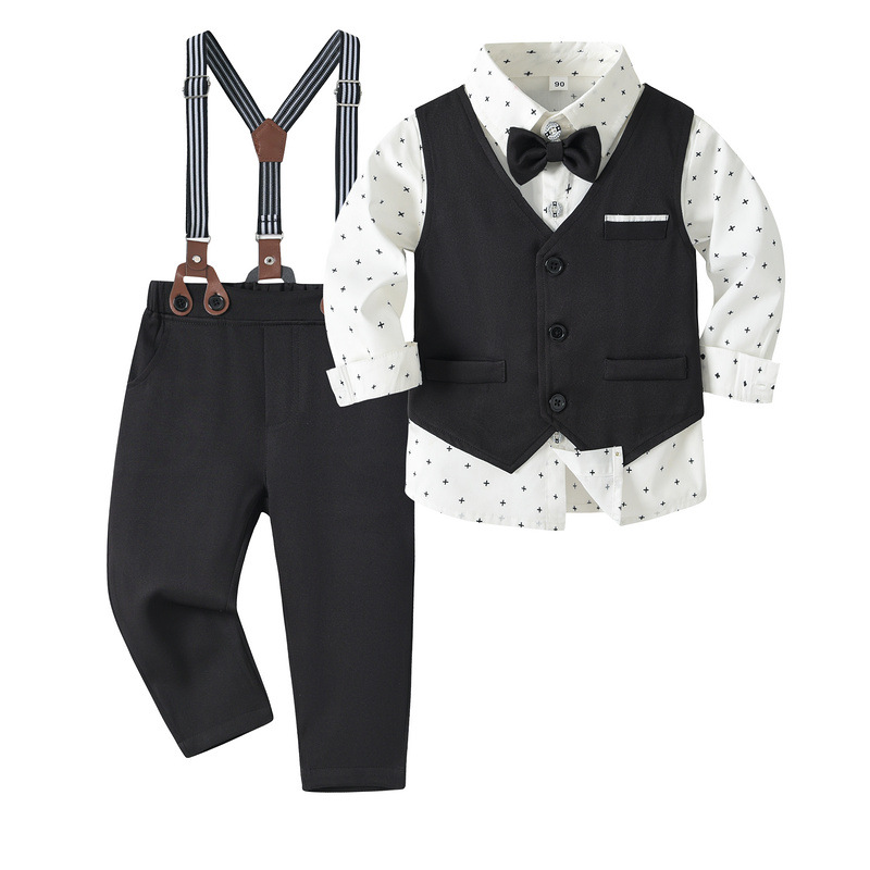 New Spring & Autumn Boys' Formal Outfit Shirt Vest & Pants Set Toddler Baby Suit for Kids Free Shipping for Wedding Party stripe 2025s