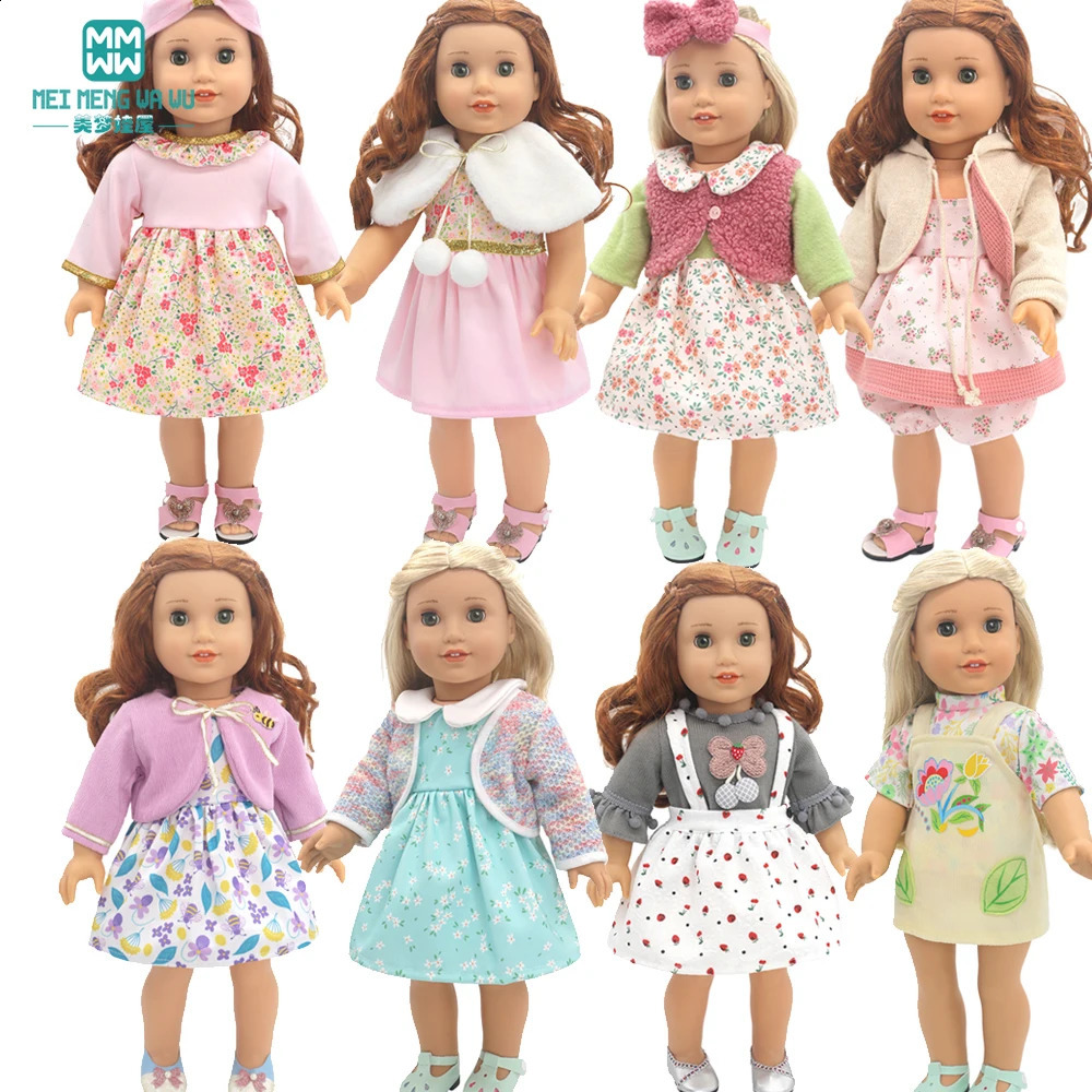 Fits 1718inch American doll and Born Doll Clothes Fashion Dresses Hooded jumpsuit cardigan strap skirts Toys gifts 250918