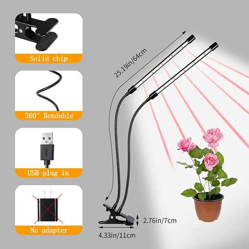 12pack TwoHead Clip Plant Grow Lights with Flexible Gooseneck 4812H Timer 3 Spectral Modes and 5 Dimmable Levels C250919
