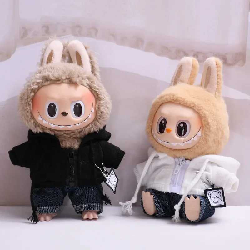 17cm Labubu Dolls Clothing Cute Mini Plush Dolls Clothes Outfit Accessories For The Monster Hooded Sweatshirt Set FE01Z C250919