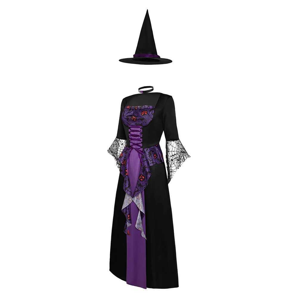 Women Fantasy Witch Cosplay Costume Adult Dress Hat Neckband Outfits Halloween Carnival Party Suit L250918