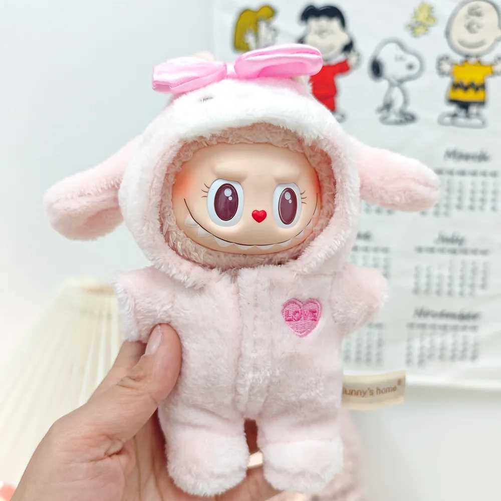 Cute Doll Accessories Clothes Onesie For 17cm Labubu V1V2 Melody Mini Dolls Clothing Kids Gift Bags For Hairy Rabbit Bodysuit C250919