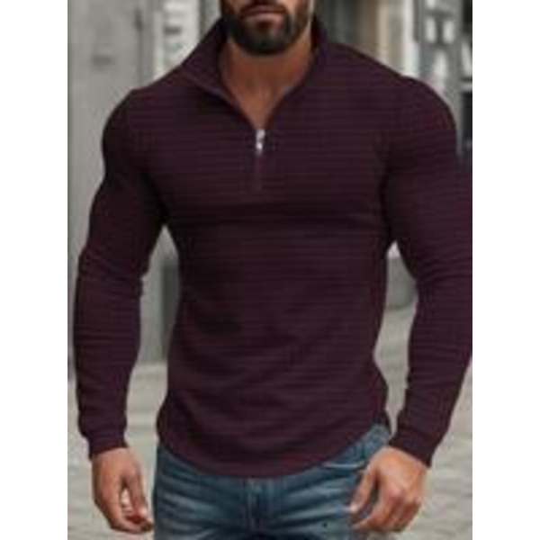 Regular Fit Plain Half Zip Up Sweatshirt, Casual Long Sleeve Pullover Spring & Fall, Fashion Men's Clothes for Daily Wear, Gym Tops