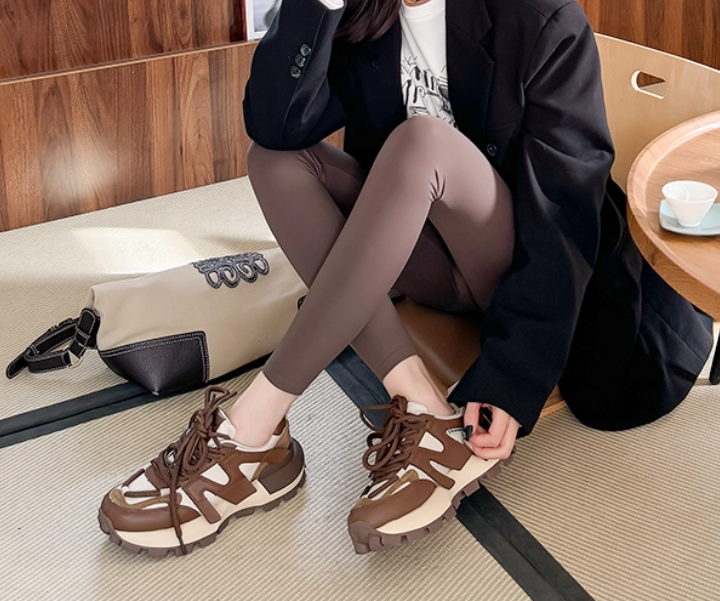 Designer Mirinda Dad for Women New Spring Summer Thick Sole Height Increasing Genuine Leather Women's Shoes Versatile Fashion Casual Sneakers