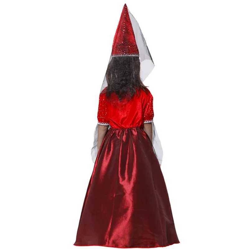 Red MXL Kids Girls Witch Cosplay Childrens Halloween Magician Sorceress Costumes Carnival Purim Parade Stage Performance Dress L250918