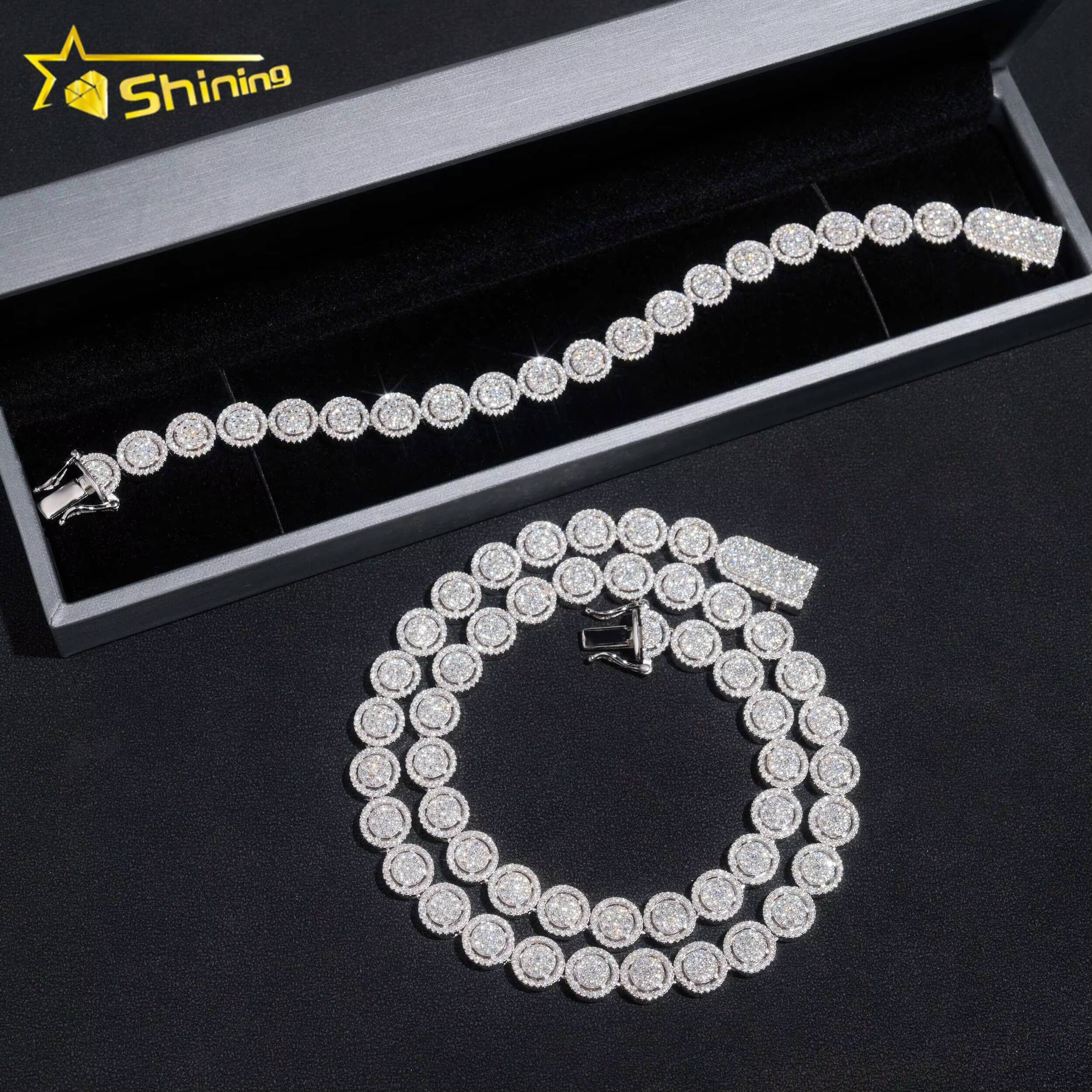 Good Price Moissanite Hip Hop Jewelry 10mm Round Bead Design Rapper Jewelry Necklace Iced Out Cuban Link Chain
