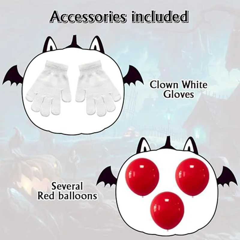 Kids Scary Joker Pennywise Cosplay Costume Horror Ghost Movie It Puff Sleeve Tulle Collar Top With Pants For Halloween Carnival L250918