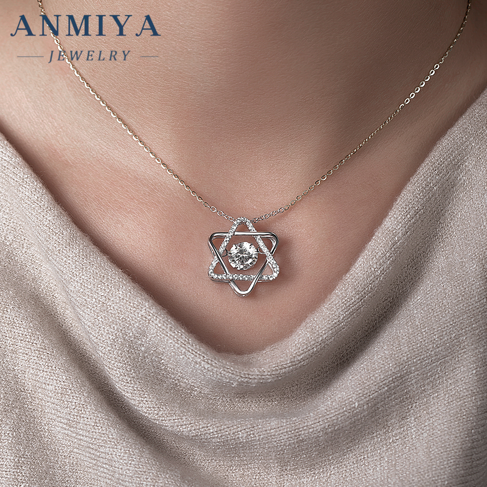 Custom Silver Plated Jewelry Two-Tone 925 Necklace with Hexagram Pendant for Romantic Gifts