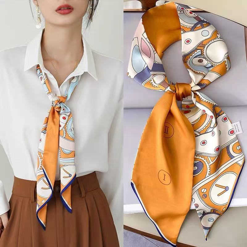 This year's popular silk scarf, long strap belt, women's spring and summer high-end versatile shirt with a necktie, small scarf tied around 