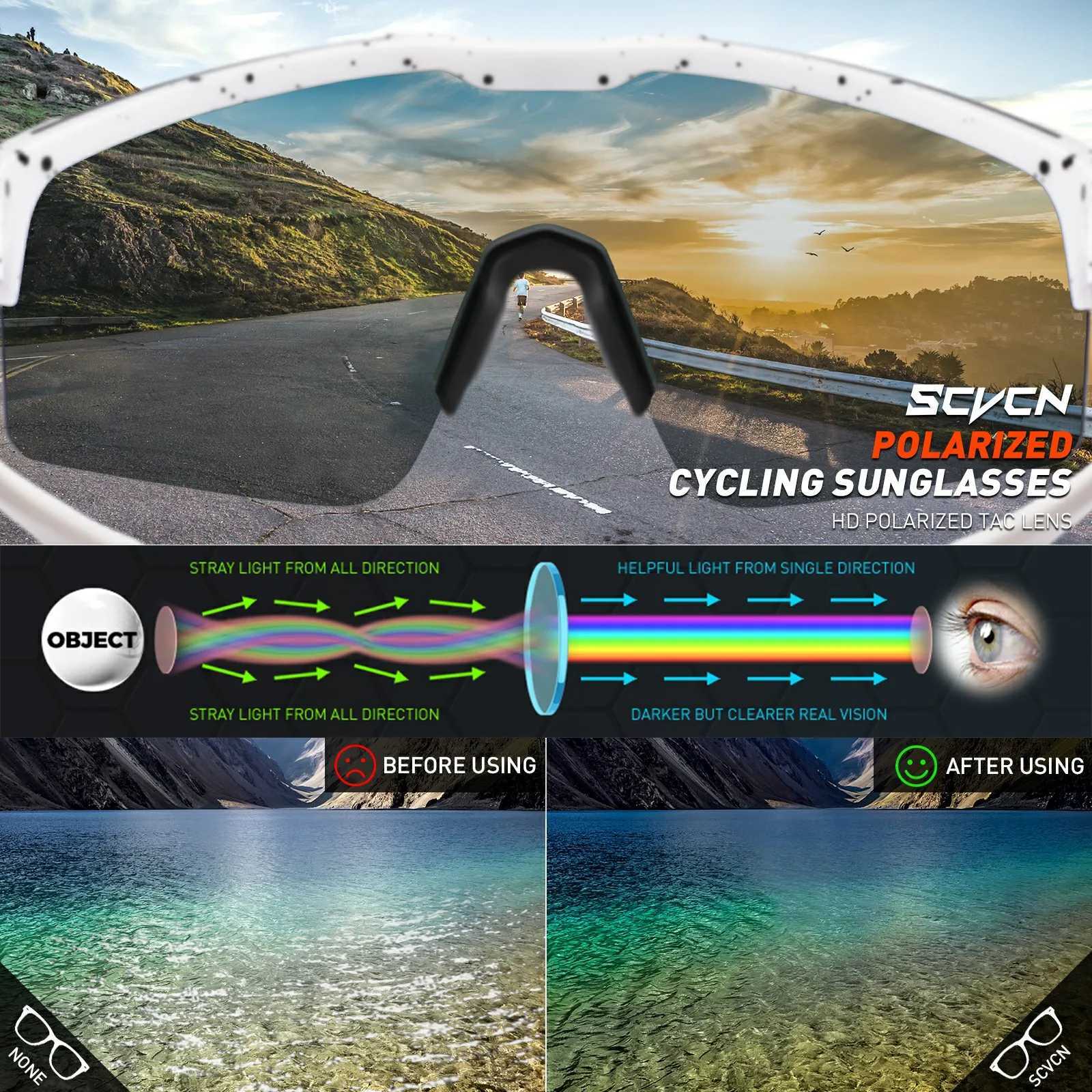 SCVCN Polarized Cycling Glasses Outdoor Fishing Sunglasses Sports Running Eyewear UV400 MTB Cycling Sunglasses Road Bike Glasses Y250919