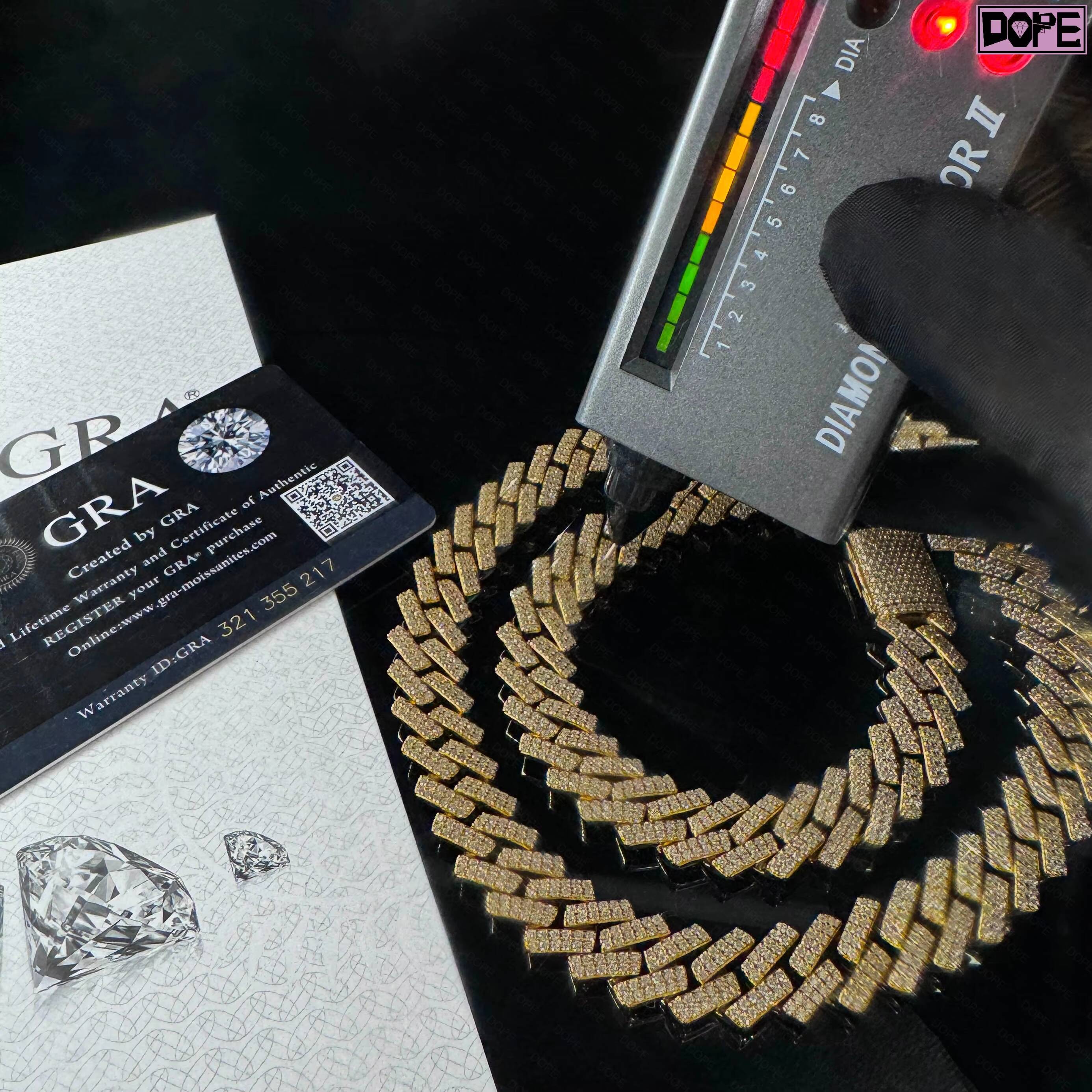 Hiphop 16mm Moissanite Chain Iced Out Necklace 925 Silver 18k Gold Plated 2 Rows Moissanite Cuban Link Chain