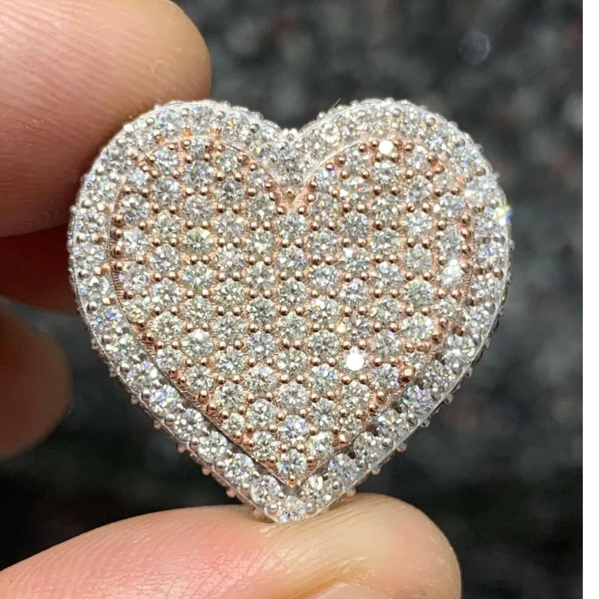 High Quality Punk Rapper Jewelry New Mens 14K Gold Big Moissanite Hip Hop Heart Ring Iced Out Italian Silver Rings For Men