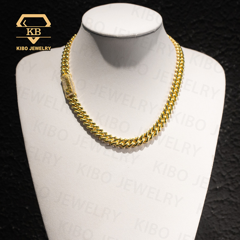 Hip Hop Jewelry Cuban Link Miami VVS Moissanite 925 Sterling Silver 10MM Without Diamond Chain Iced Out Necklace Chains