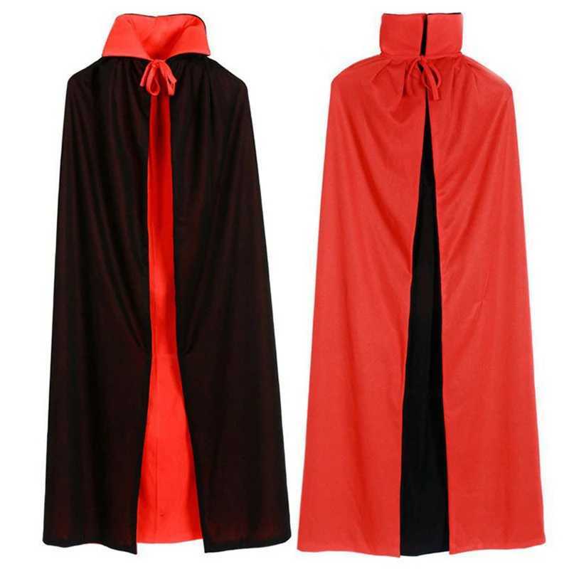 Halloween Adult Child Hooded Cloak Medieval Costume Black Red Reversible Vampire Witch Wicca Cosplay Costume Stand Collar Cloak L250918