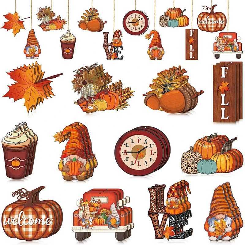 12pcs Fall Tree Hanging Sign Thanksgiving Ornaments Harvest Ornament Fall Harvest Party Decor Fall Harvest Wood Ornaments C250919
