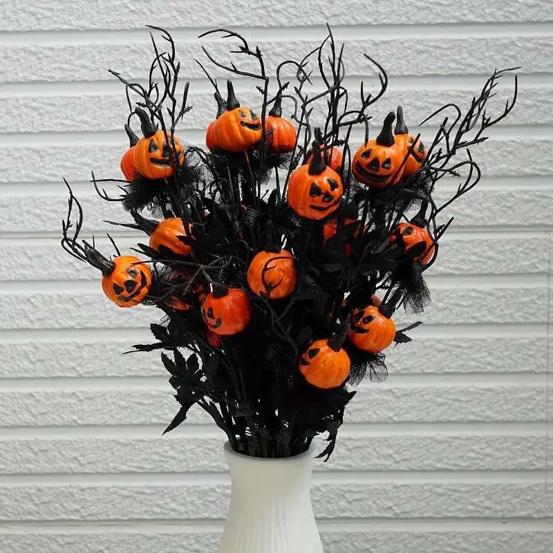 110PCS Artificial Pumpkin Maple Leaf Floral Stems Autumn Branches for Halloween Party Table Home Vase Arrangement Holiday Decor C250919