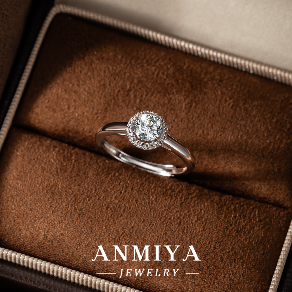 Custom Adjustable Silver Jewelry - Flexible 925 Sterling Silver Moissanite Ring with Slide Resizing Mechanism