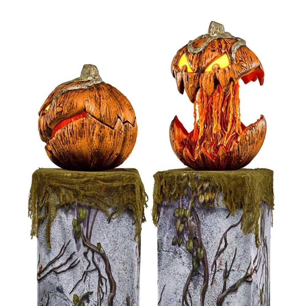 Halloween Thrilling Pumpkin Decoration Sound Lifting Pumpkins Head Light Halloween Decoration Haunted House Props Party Supplies C250919
