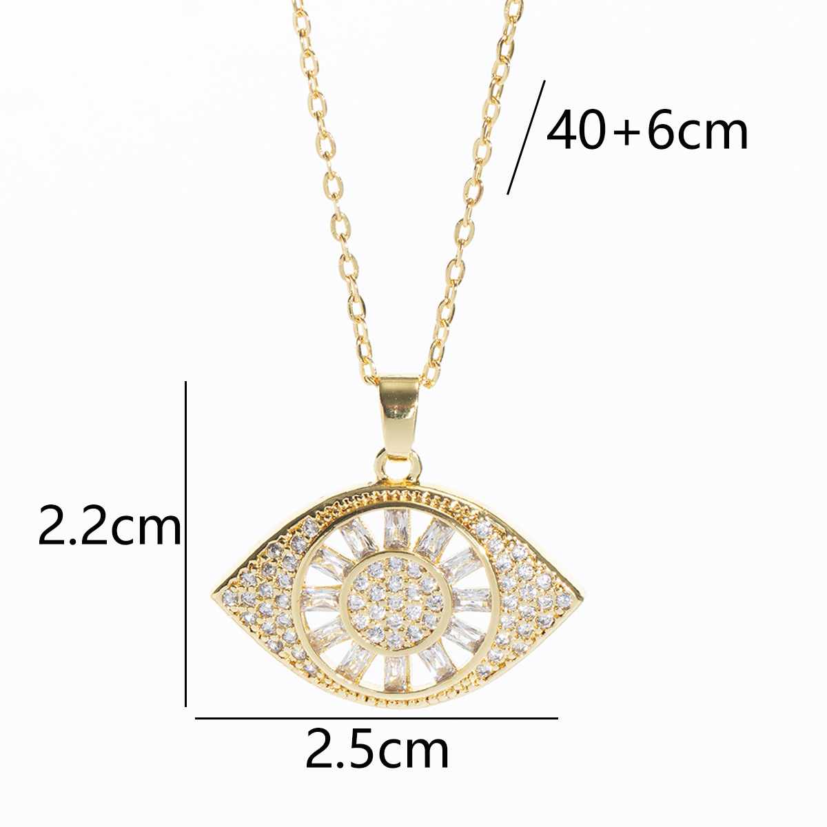 Gold - Toned Evil Eye Pendant Necklace With Blue & Clear Rhinestones Delicate Daily & Elegant Jewelry Gift For Her High - Quality & Stylish Accessory