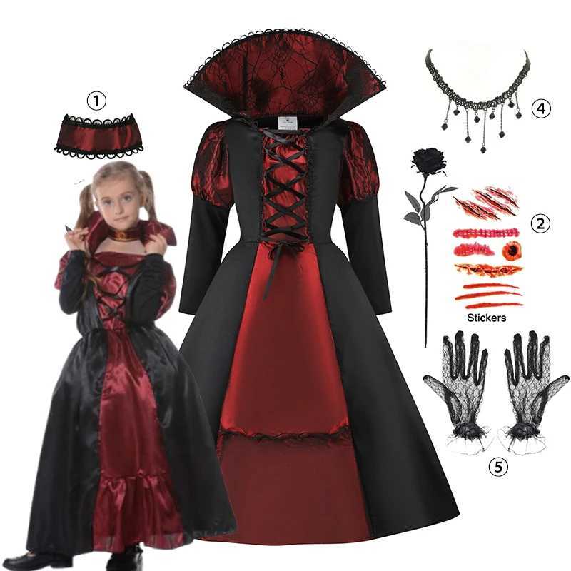 Halloween Ghost Bride Costume for Kid Girls Cosplay Dark Gothic Style Carnival Party Dress Up Clothes Fancy Mesh Witch Dress 10Y L250918