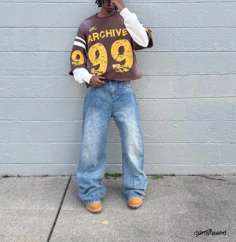 Men's Hoodies Men Women Retro Haruku Punk Casual Splicing Sweatshirt Fashion Street Design Fake Two Piece Hip Hop Loose Long Sleeves ddmyfriend