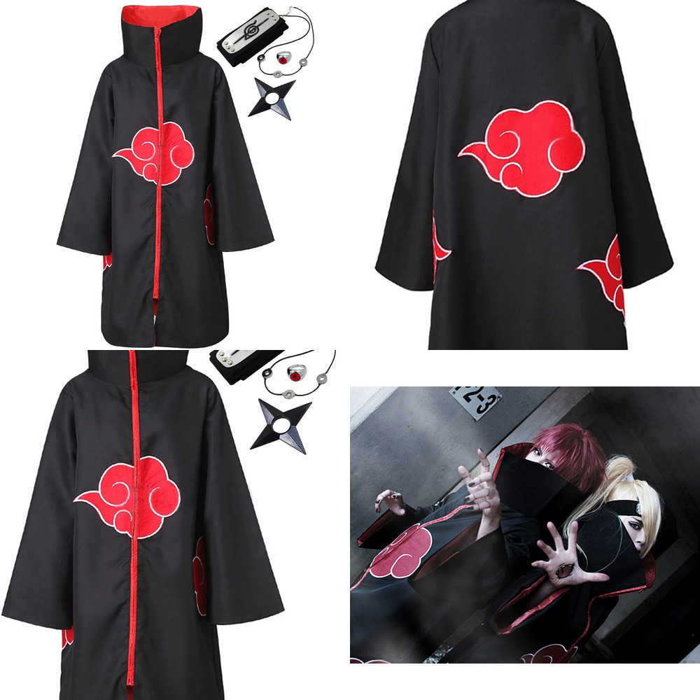 Akatsuki Uchiha Itachi Cloak for Kids Adult Long Black Robe Capes Halloween Carnival Cosplay Costume with Accessories L250918ASJY