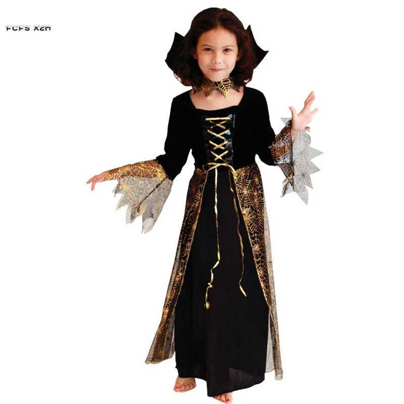 Black Girls Halloween Vampire Costume For Kids Children Sorceress Cosplay Carnival Purim Parade Stage Show Role Play Party Dress L250918