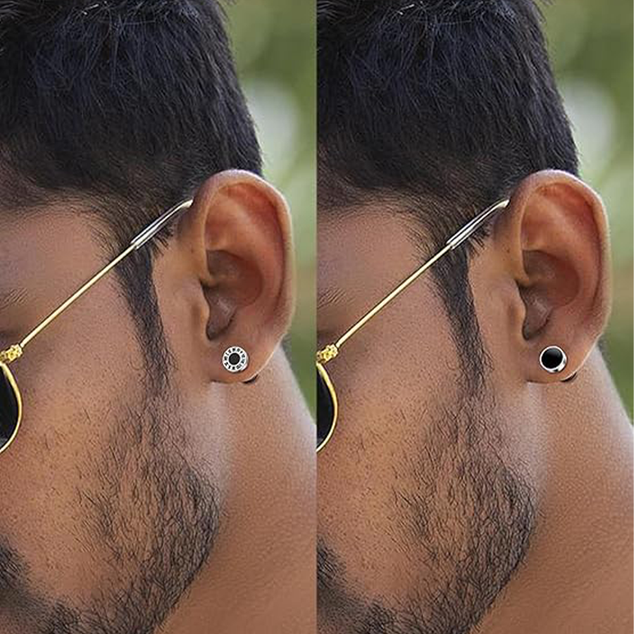 12 Pairs Stainless Steel Stud Earrings Cubic Zirconia Cartilage Barbell Earring Set for Men Women Silver Tone 8mm