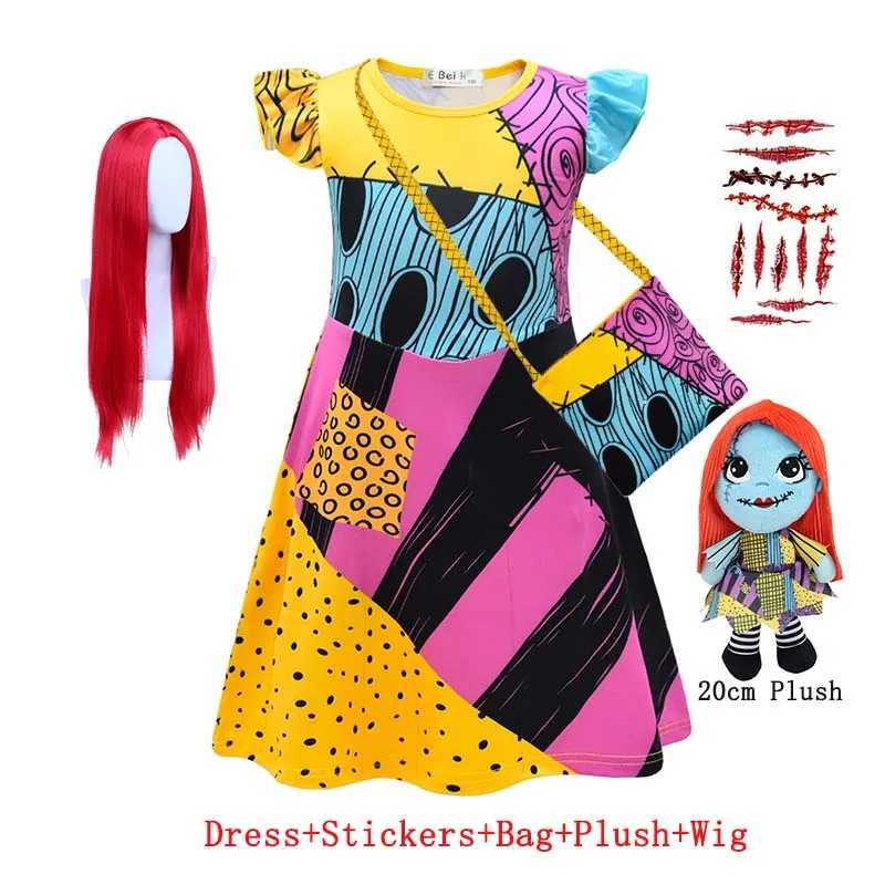 Baby Girls Halloween Cosplay Party Sally Dresses The Nightmare Before Christmas Anime Children Horror Cosplay Costume Outfit L250918