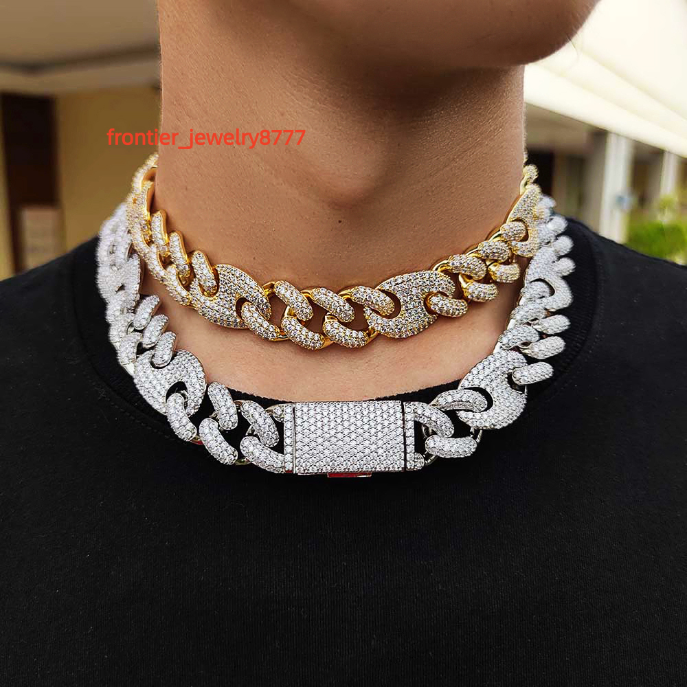 NUOYA Hip Hop Jewelry Custom Cuban Chain Iced Out Moissanite Box Buckle Pig Nose Chain Design Gold Plated Bracelet for Men Women