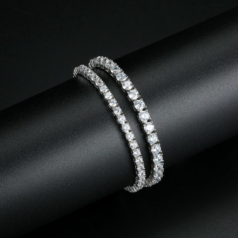 RTS 4mm Moissanite Bracelet 925 Silver Gold Plated VVS Pass Diamond Tester VVS Tennis Bracelet
