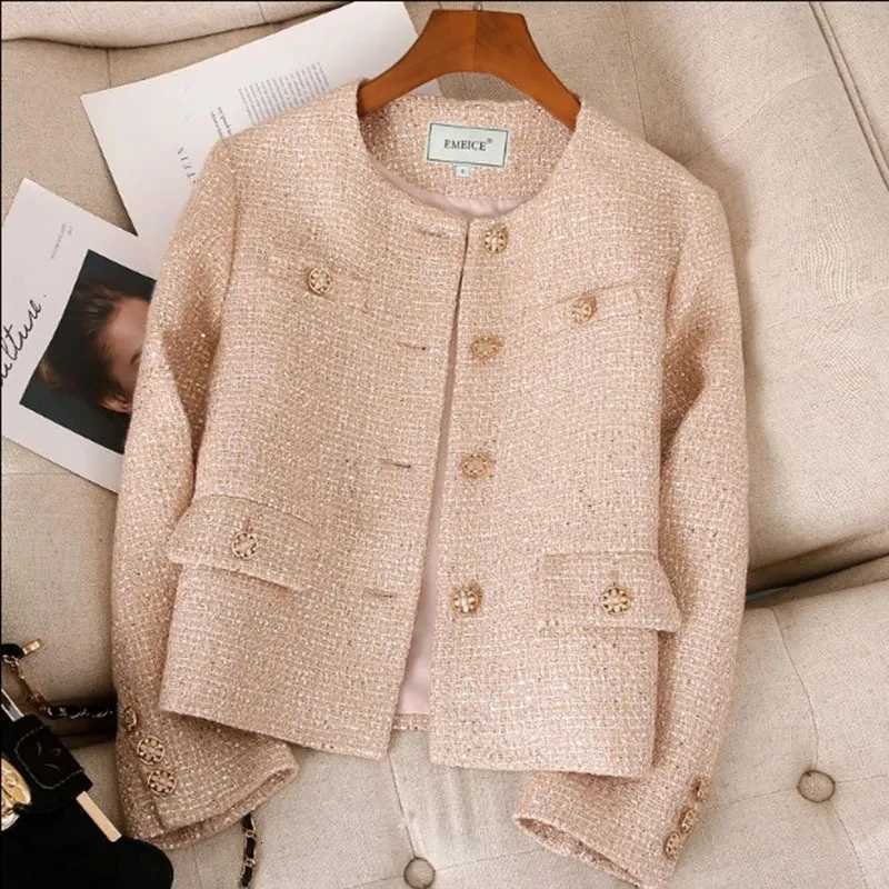2025 Short TopGrade Tweed Jacket Women New Autumn Korean Lady Coat Fashion Slim Long Sleeve Casual Jacket Female Outwear Tops Z250918