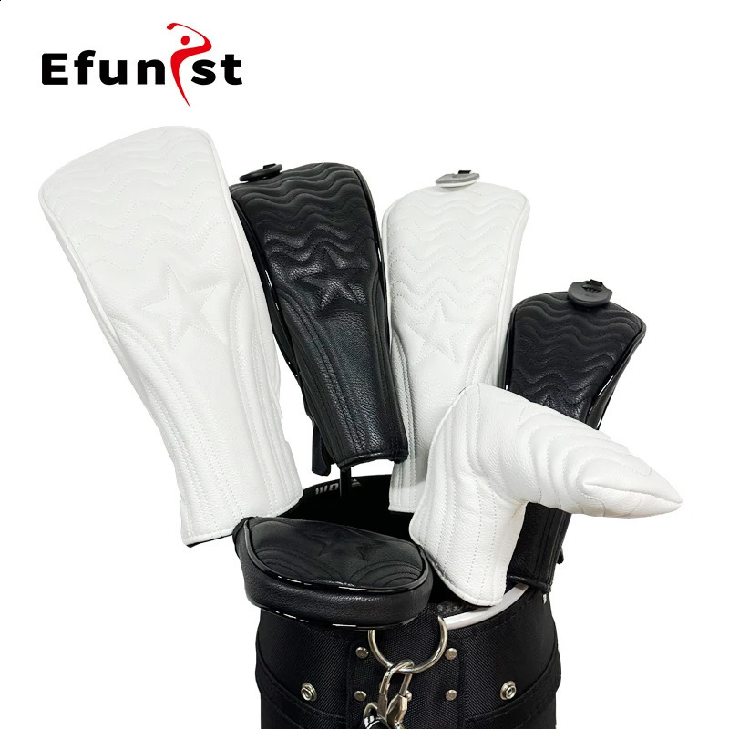 Golf Wood Cover 2 Color PU Leather Golf Club Covers For Driver Fairway Hybrid Waterproof Protector Set Golf Headcover 250918