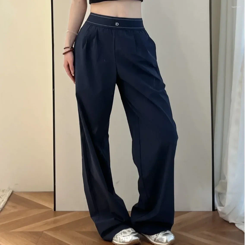 Women's Pants 2025 Fashionable Versatile Simple And Sporty Woven Reflective Letter Casual Loose Light Quick-drying