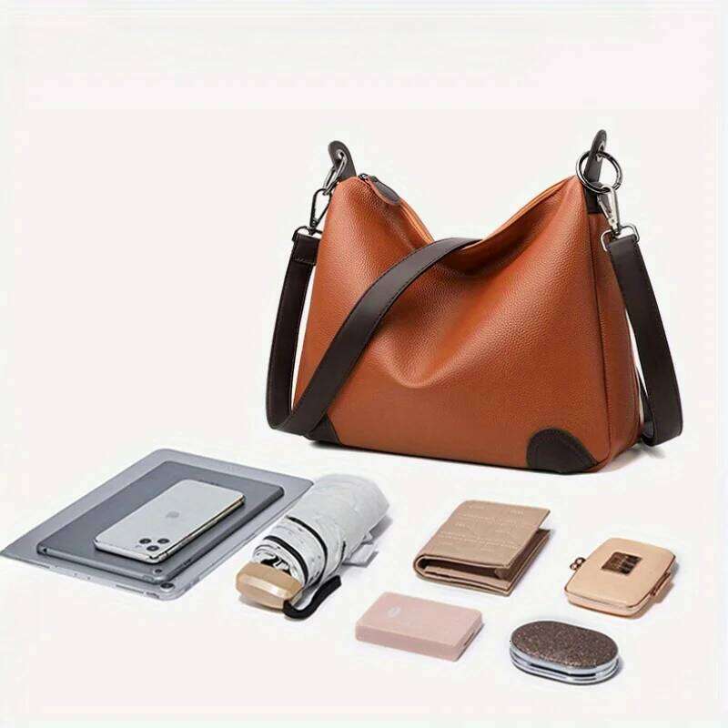 PU Material Stylish Shoulder Large Capacity Adjustable Strap Casual Tote Bag Women Crossbody Bag Ideal For Daily Use